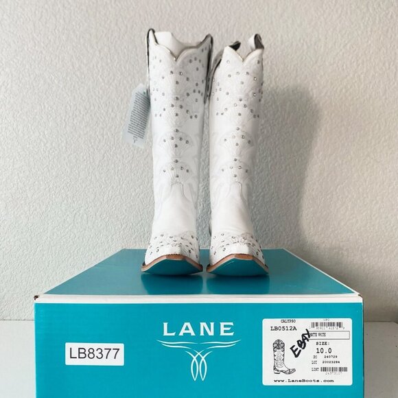 Lane CALYPSO Womens Cowboy Boots 10 White Western Cowgirl Mid Calf Pointed Toe - Picture 10 of 11